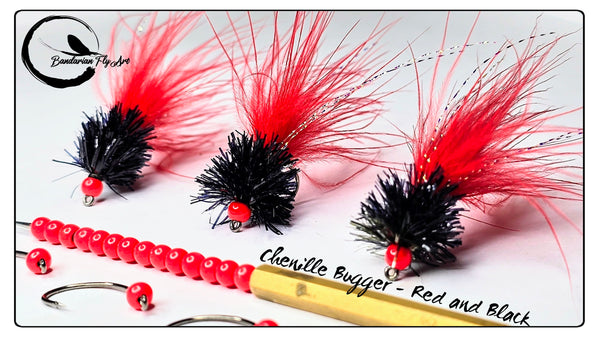 Chenille Bugger - Red and Black